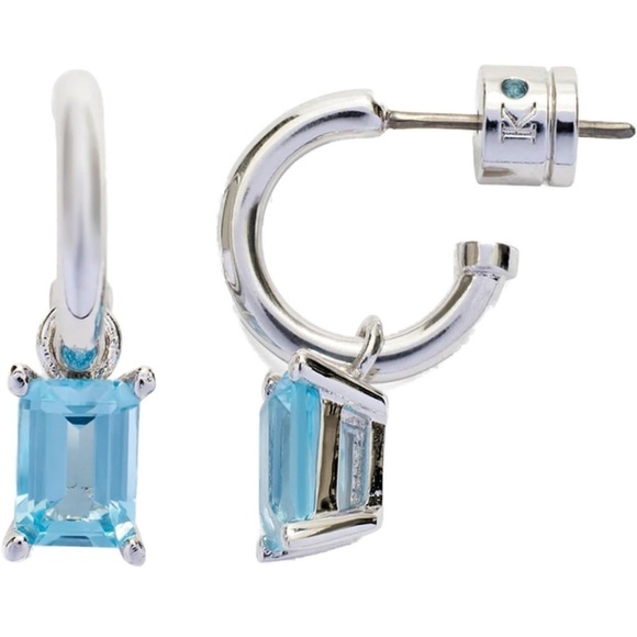 Kleinfeld Cubic Zirconia Small Stone Drop Huggie Hoop Earrings - Picture 2 of 4